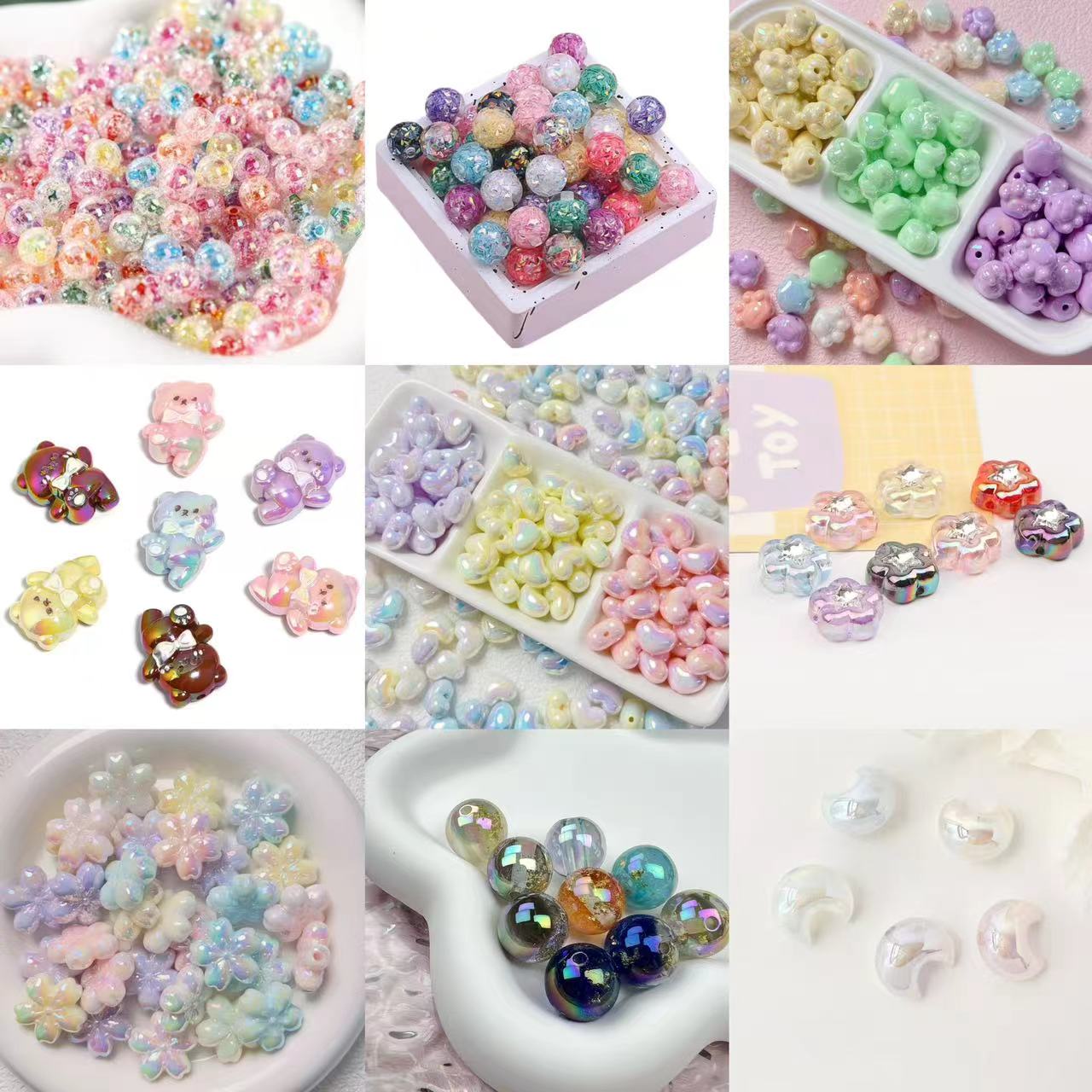 Mixed-styles colorful luminous and solid acrylic Beads-B1(Rainbow)